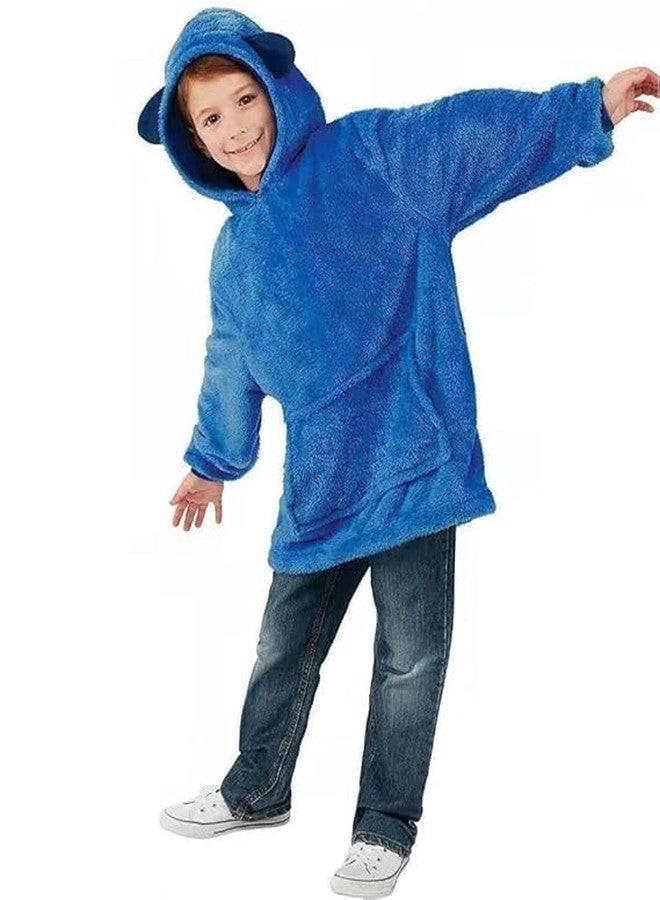 LASALE Children’s Soft Plush Toy Hoodie Cute Animal Ultra Soft Hoodie Fleece Winter Wear for Boys & Girls (Blue) - Image 1