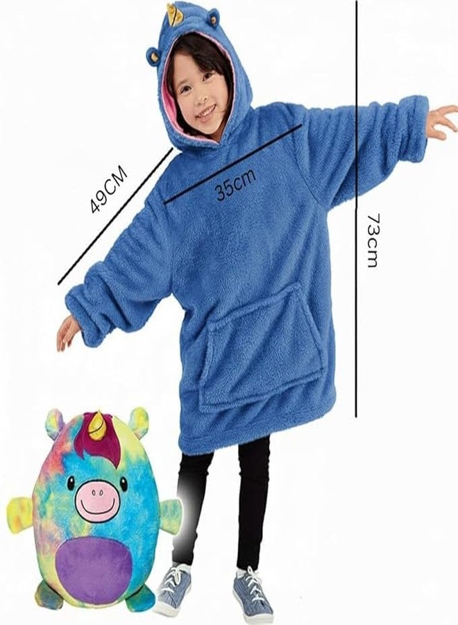 LASALE Children’s Soft Plush Toy Hoodie Cute Animal Ultra Soft Hoodie Fleece Winter Wear for Boys & Girls (Blue) - Image 2