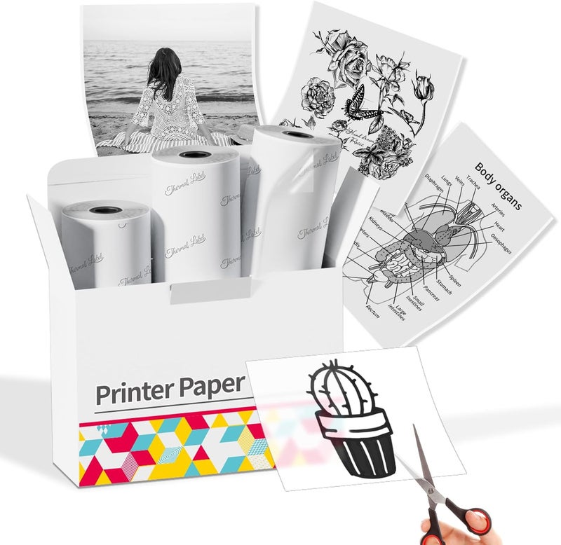 Memoking ورق ملصقات حرارية شفاف HD للطباعة الفورية متوافق مع ورق طابعة فوميمو M02/M02 Pro/M02S/P2S/M03/M04S طابعة ملصقات صغيرة 50 مم × 3.5 م، 3 لفات ملصقات لاصقة للصور، الصور، النصوص، الملاحظات - Image 1