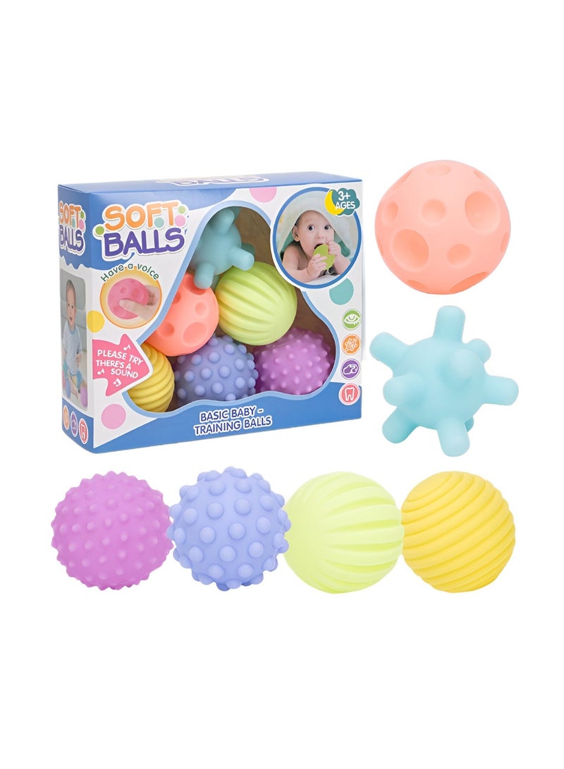 LOOFI Baby Toy, Stress Balls for Kids - Sensory Balls Compare and Contrast Shapes Squeak More - Anxiety Relief & Sensory Stimulation Toy - 6 Pieces Squeeze - Image 1