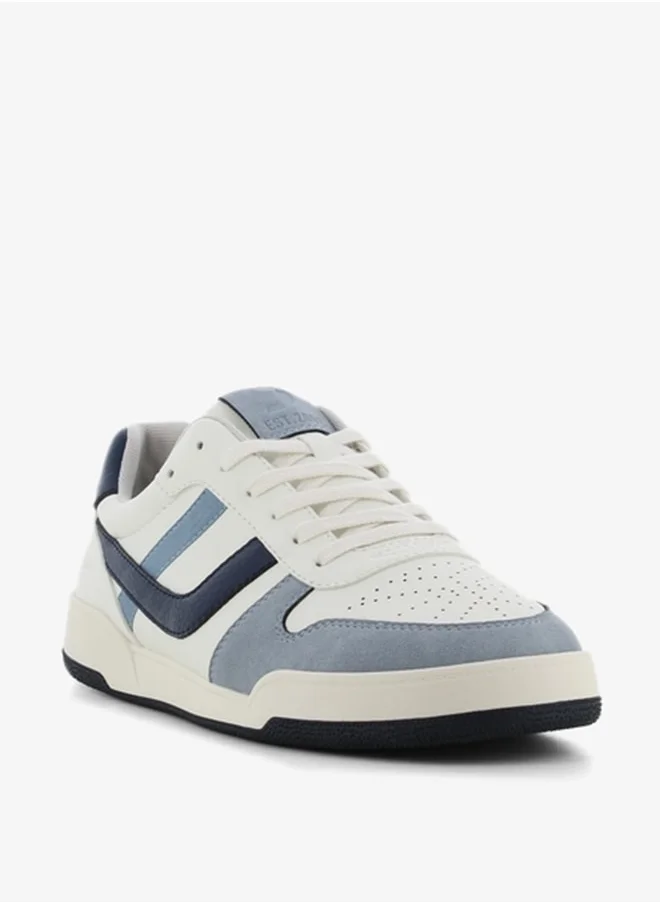 اس جي Men's Panelled Sneakers with Lace-Up Closure