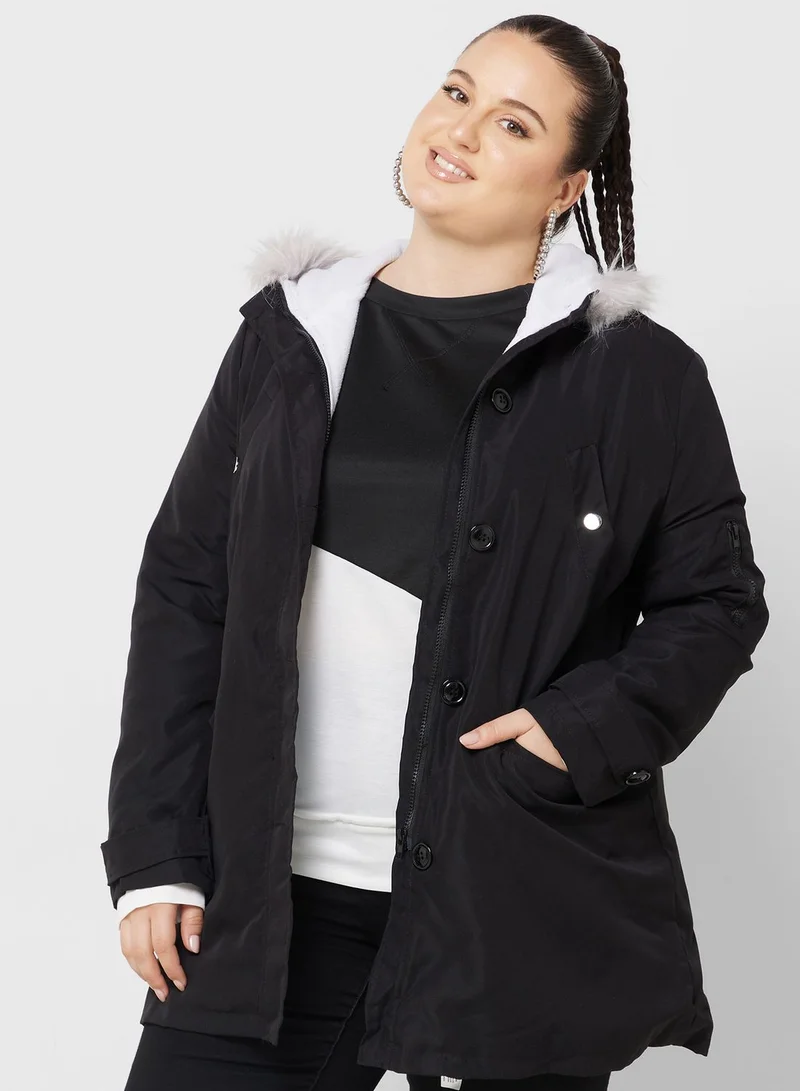 Ginger Plus Jacket With Fur Hood