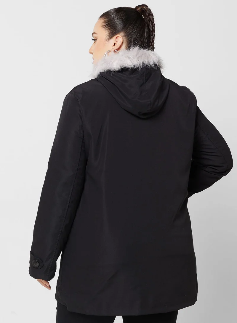 Ginger Plus Jacket With Fur Hood
