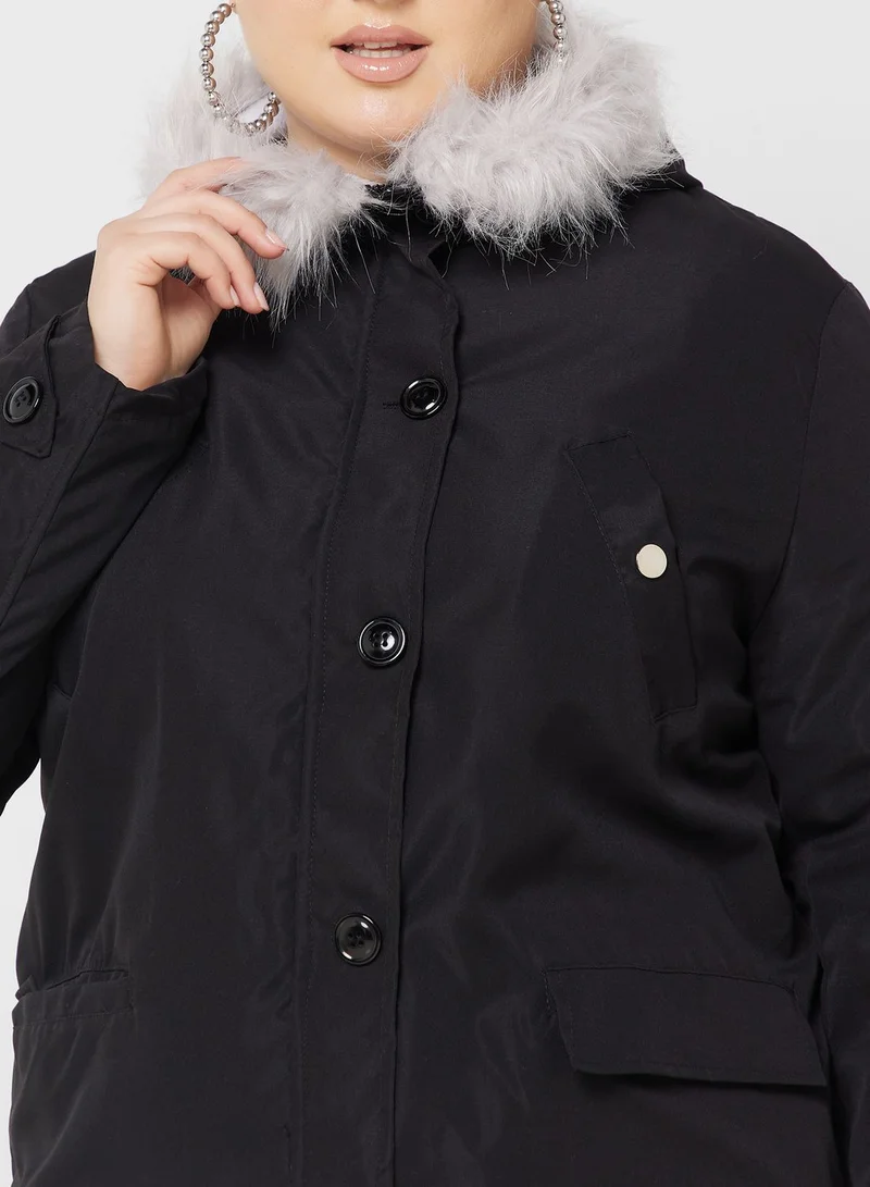 Ginger Plus Jacket With Fur Hood