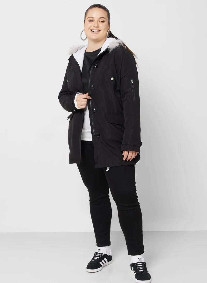 Ginger Plus Jacket With Fur Hood