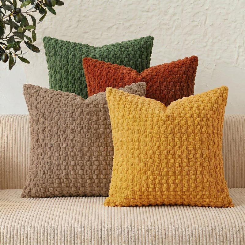 Qi Ta غطاء وسادة بنسيج فقاعات ناعم لغرفة النوم والأريكة، تصميم عصري بسيط - Image 3