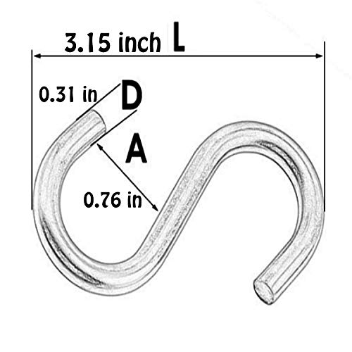 Axe Sickle 304 Stainless Steel 3 Inch S Hooks Heavy Duty Hanging Hook S Shaped Utility Hook for Hanging and Utility Use, Loads up to 550 lbs, 4 Pcs - Image 4