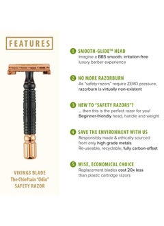 Vikings Blade VIKINGS BLADE Double Edge Safety Razor for Men + 5 Swedish Steel Blades + Luxury Case. Smooth, Reusable, Eco-Friendly (Chieftain “Odin”)  - Image 2