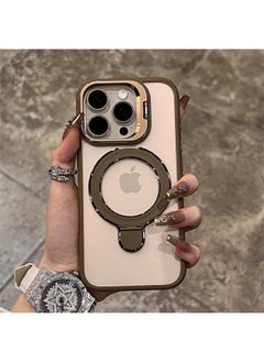 For Iphone 16E Mobile Phone Case U1 Dual Magnetic Bracket For Iphone15PRO Protective Cover Metal 13 Advanced Sense Factory-Color:Desert Gold-Applicable Model:For Iphone 14Pro