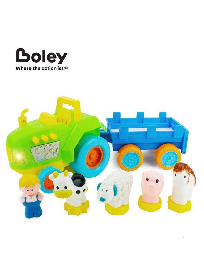 BOLEY Boley My First Farm Play Set - 6 Piece Green Tractor with Trailer, Farmer Figurine, and Farm Animal Toys for Toddlers - Perfect for Kids Learning and Play! - Image 2