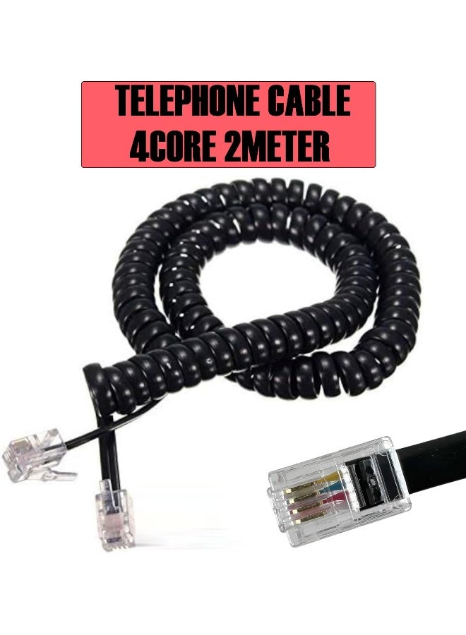 melfi Melfi 4C 2Meter Spring Type Telephone Cord Cable Line Wire  - Image 2
