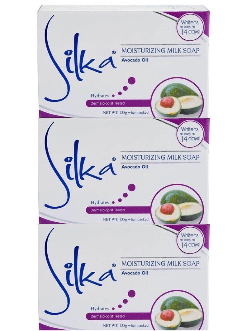 Silka Moisturizing Milk Soap Avocado Oil 135 gr pack of 3 - Image 2