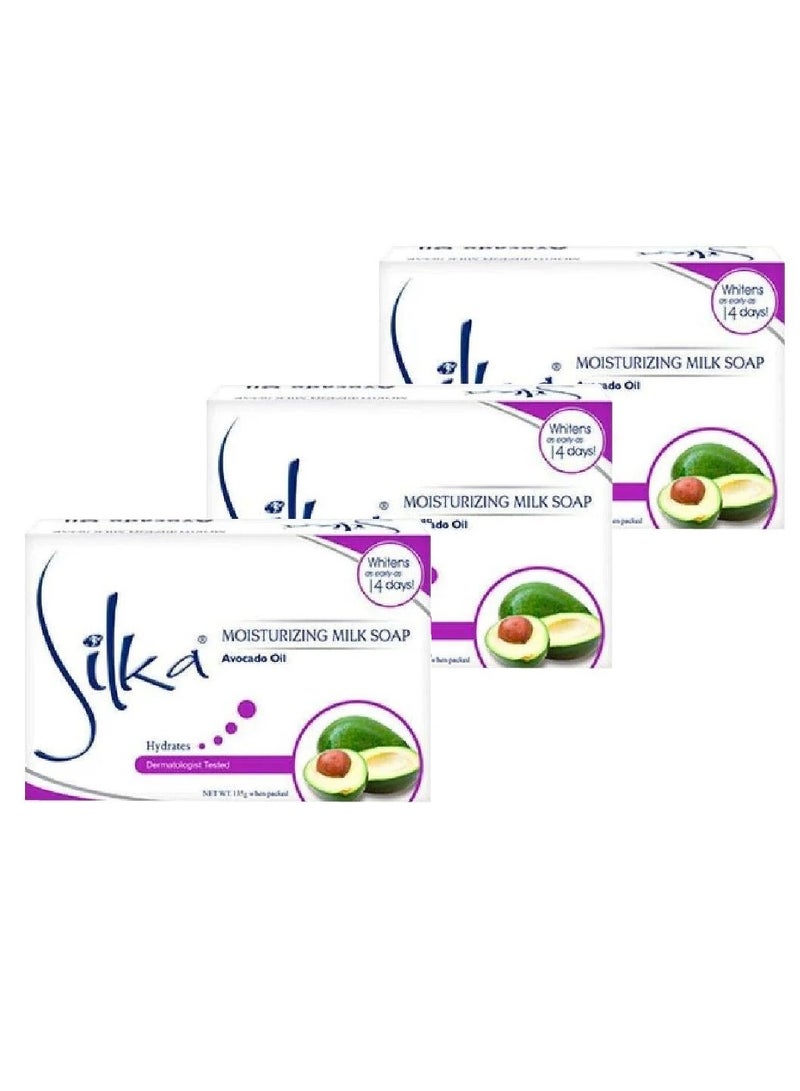 Silka Moisturizing Milk Soap Avocado Oil 135 gr pack of 3 - Image 1