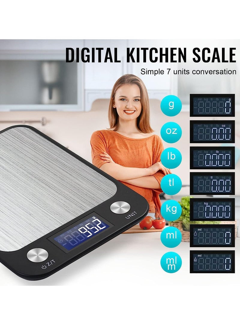 جونيس مطبخ مقياس رقمي متعدد الوظائف مقياس الغذاء ، لمسة زر ، شاشة LCD رقيقة جدا ، 11lb / 5kg ، 22lb / 5kg ، - Image 4