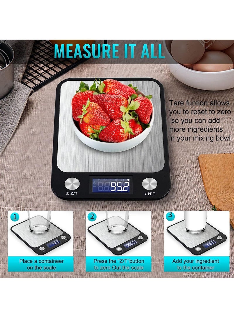 جونيس مطبخ مقياس رقمي متعدد الوظائف مقياس الغذاء ، لمسة زر ، شاشة LCD رقيقة جدا ، 11lb / 5kg ، 22lb / 5kg ، - Image 3