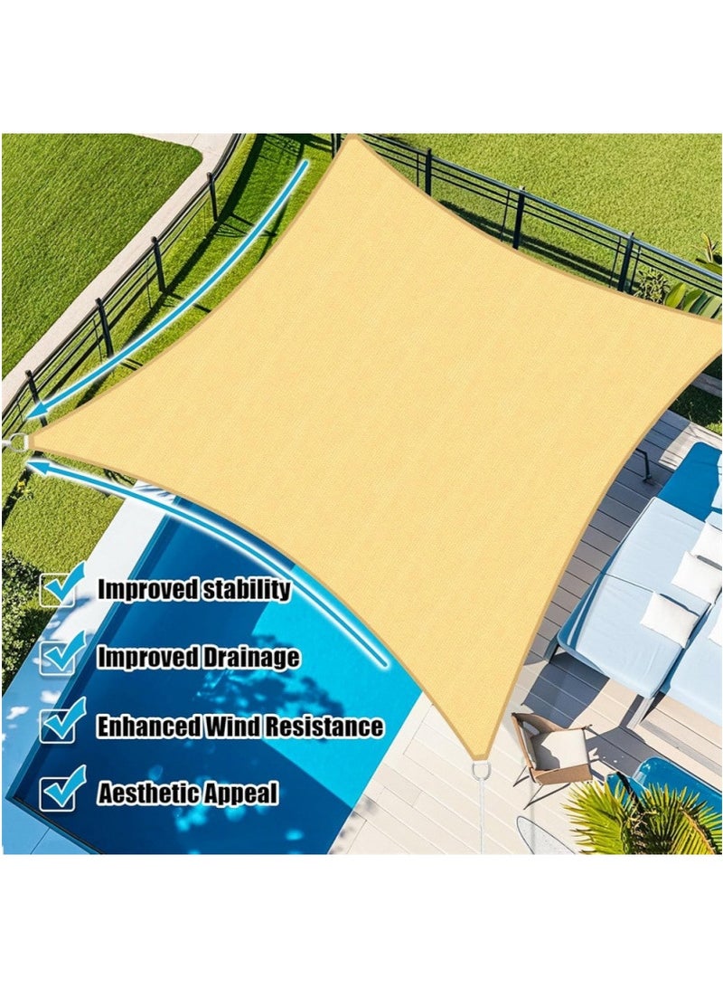 TAPIT 3mx5m Waterproof Sun Shade Sail, Sun Shade Sail Canopy UV Block Awning, Sun Sail Rectangular, Sun Sail for Garden Outdoor Terrace (Beige) - Image 2