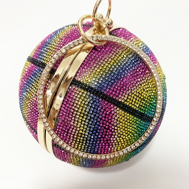 Factory Colored Diamond Hand Bag Full Rhinestone Shoulder Small Ball Women'S Bag 2022 New Round Ball Banquet Bag - Image 5