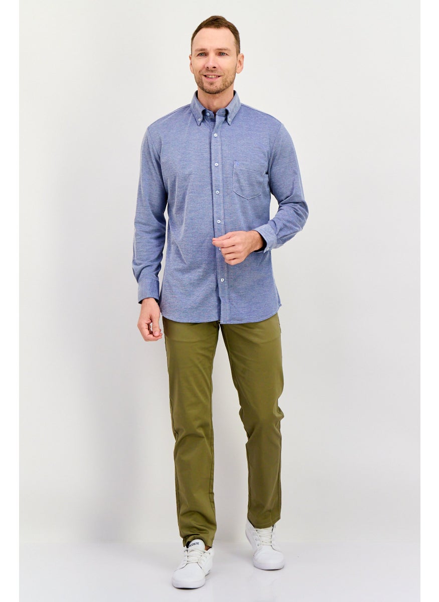 Tailorbyrd Men Regular Fit Heather Long Sleeves Casual Shirt, Navy  - Image 2
