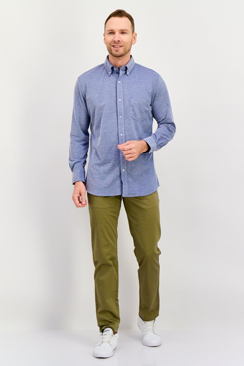 Tailorbyrd Men Regular Fit Heather Long Sleeves Casual Shirt, Navy - Image 2