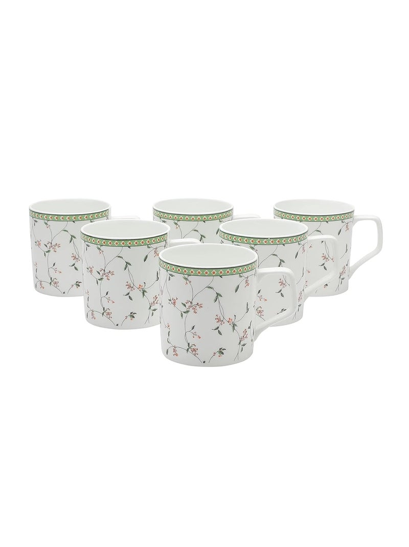 JCPL Fine Ceramic TeaCoffee Mugs Set of 6180 ml Each Green Floral Cups 6 Pcs - Image 5