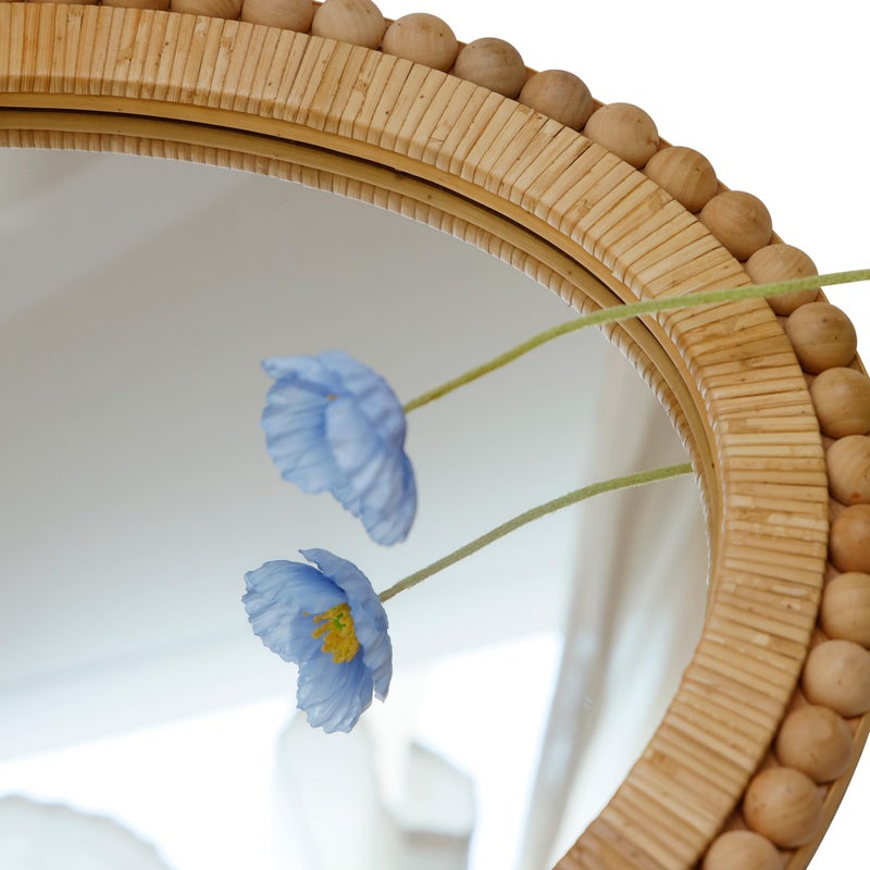 Synovana Rattan Wall Mirror - Boho Handmade Wicker Mirror Rustic Farmhouse Mirrors for Bathroom Entryway Wall Decor, 20" x 30", Oval - Image 5