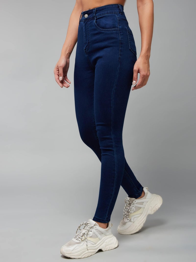 Miss Chase Women's Skinny Fit High/Mid Rise Regular Length Stretchable Denim Jeans (MCSS21DEN99-38-320-38, Presidential Blue, 38) - Image 4