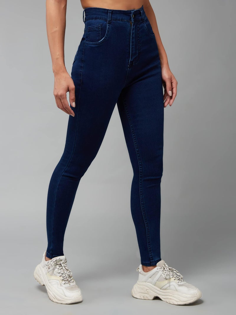 Miss Chase Women's Skinny Fit High/Mid Rise Regular Length Stretchable Denim Jeans (MCSS21DEN99-38-320-38, Presidential Blue, 38) - Image 2
