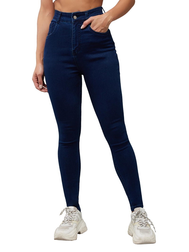 Miss Chase Women's Skinny Fit High/Mid Rise Regular Length Stretchable Denim Jeans (MCSS21DEN99-38-320-38, Presidential Blue, 38) - Image 1