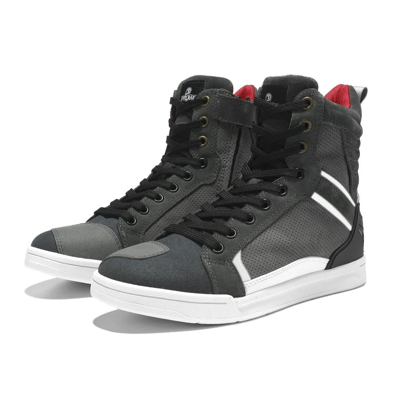 BORLENI Motorcycle Boots Street Riding Shoes AntiSlip Outdoor Trekking Hike Work Shoes for Men Grey 12 - Image 2