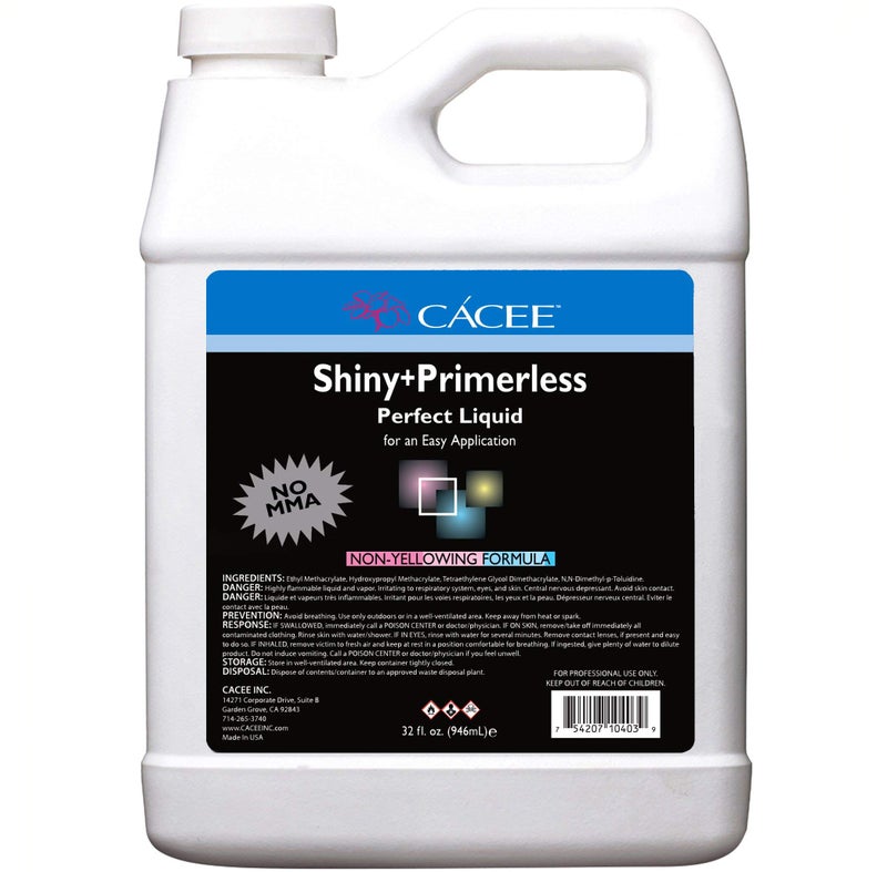 Cacee Shiny + Primerless Acrylic Nail Liquid - Professional Monomer Acrylic Nail Liquid Holder, Compatible with All Powders and Brushes, 32 Oz, No Primer Required, USA Made - Image 1