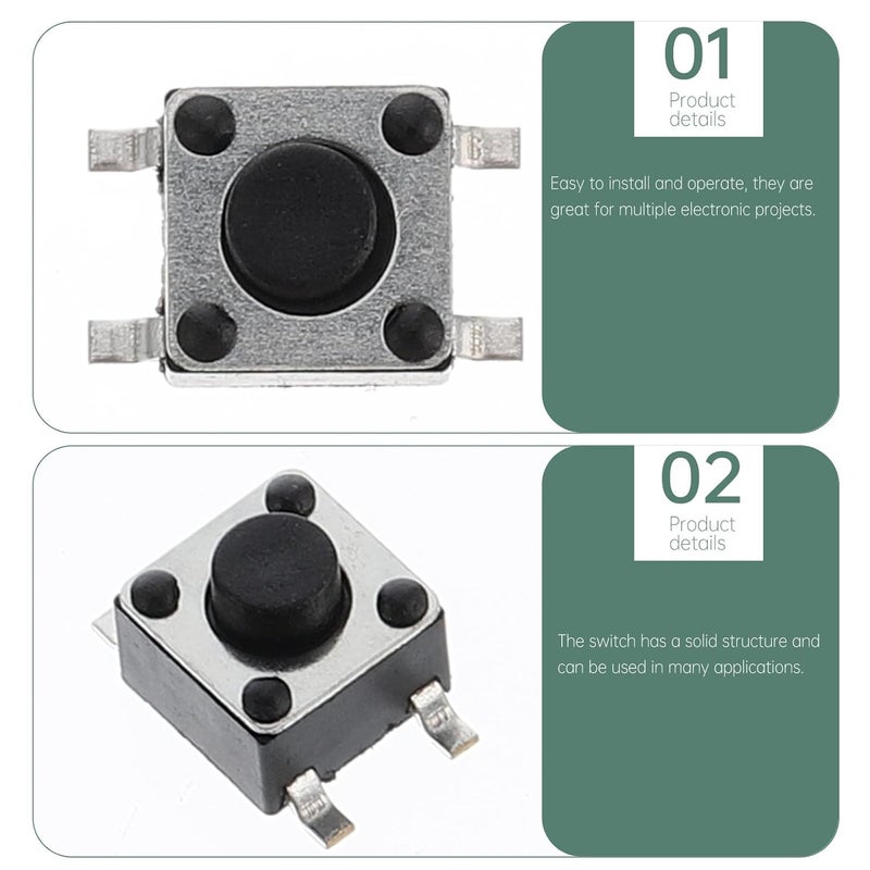 100pcs Momentary Tactile Push Button Switch Set, Circuit Micro Tact Switch Replacement for Electronic Projects, Compact 12x12mm Industrial Control Components - Image 3
