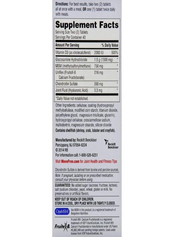 Schiff Move Free Advanced , Triple Strength Plus MSM & Vitamin D3, 80 Coated Tablets - Image 3