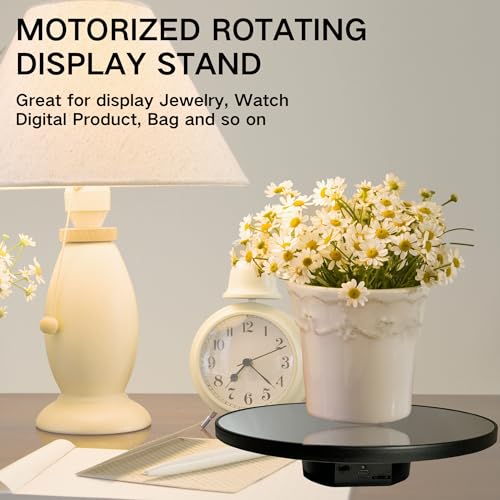 JAYEGT Motorized Rotating Display Stand, 10inch /11Lbs Load ,Mirror Cover ，360 Degree Electric Rotating Turntable ,Cup Display Turner Stand,Photography Products, Jewelry ,Tumbler -Black - Image 5