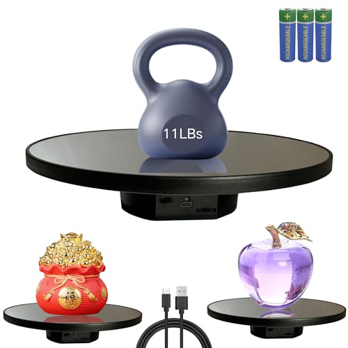 JAYEGT Motorized Rotating Display Stand, 10inch /11Lbs Load ,Mirror Cover ，360 Degree Electric Rotating Turntable ,Cup Display Turner Stand,Photography Products, Jewelry ,Tumbler -Black - Image 1