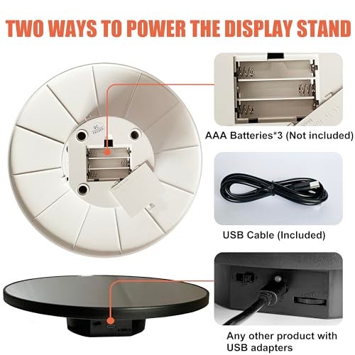 JAYEGT Motorized Rotating Display Stand, 10inch /11Lbs Load ,Mirror Cover ，360 Degree Electric Rotating Turntable ,Cup Display Turner Stand,Photography Products, Jewelry ,Tumbler -Black - Image 4