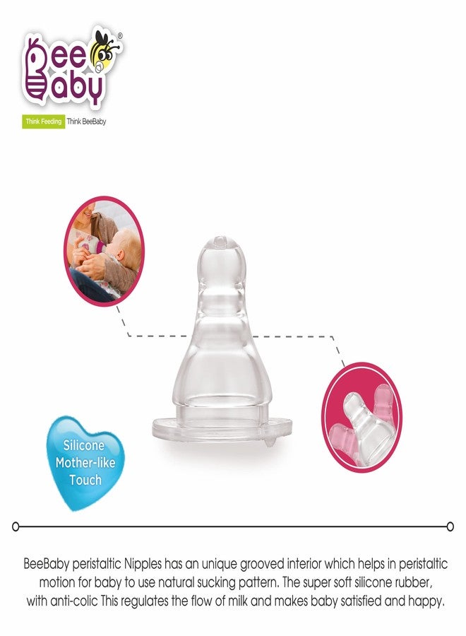 BeeBaby Basic Slim Neck Baby Feeding Bottle with Premium Anti Colic Silicone Nipple for New Born/Infant/Toddler/Babies, 100% BPA Free (250 ML, Pink) - Image 4