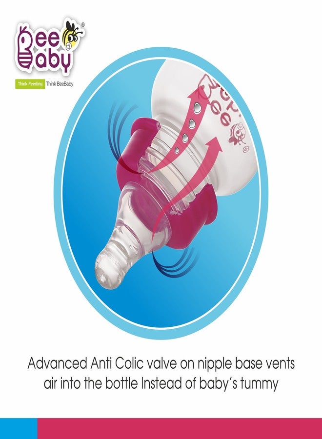 BeeBaby Basic Slim Neck Baby Feeding Bottle with Premium Anti Colic Silicone Nipple for New Born/Infant/Toddler/Babies, 100% BPA Free (250 ML, Pink) - Image 3