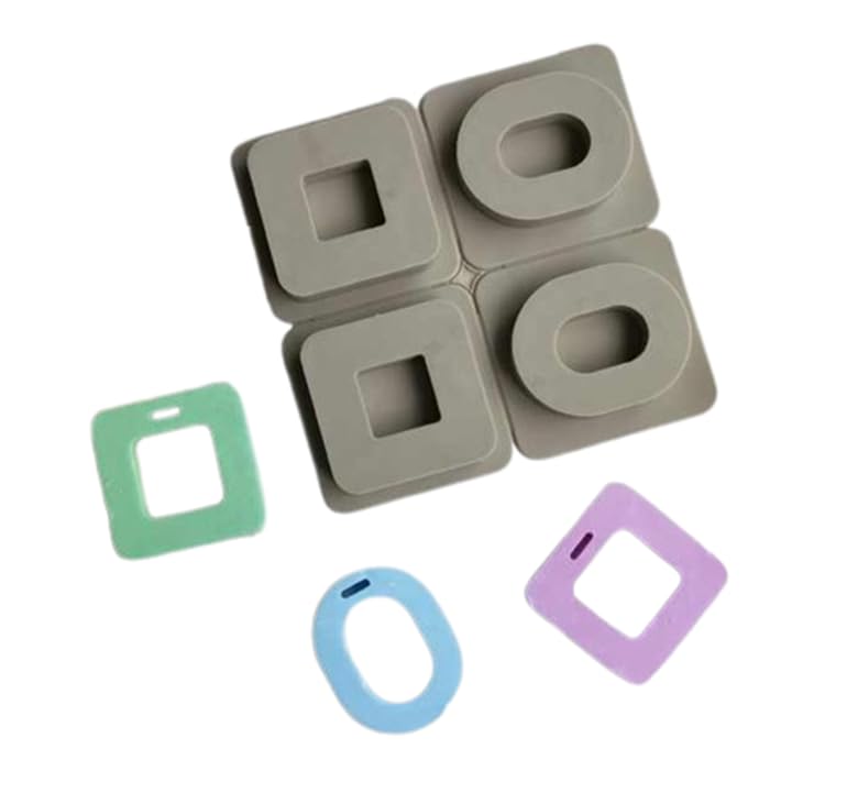 FirstTry Pendant Mold I Oval Square Shape Aromatherapy Silicone Fondant Mould with Hanging Hole I for DIY Homemade Resin Soap Clay Craft Jewelry Keychain Bookmark Necklace Earring Making - 4 Cavity - Image 1