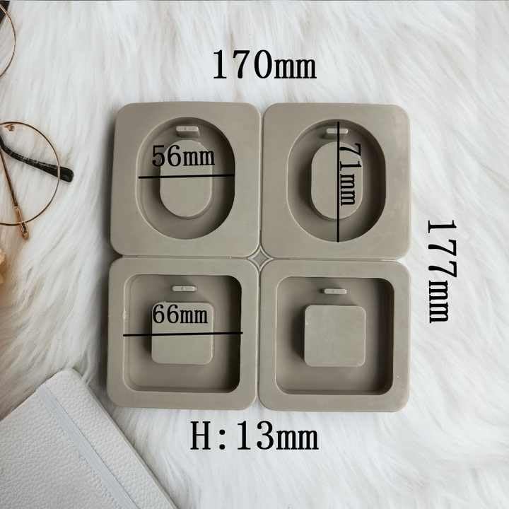FirstTry Pendant Mold I Oval Square Shape Aromatherapy Silicone Fondant Mould with Hanging Hole I for DIY Homemade Resin Soap Clay Craft Jewelry Keychain Bookmark Necklace Earring Making - 4 Cavity - Image 2