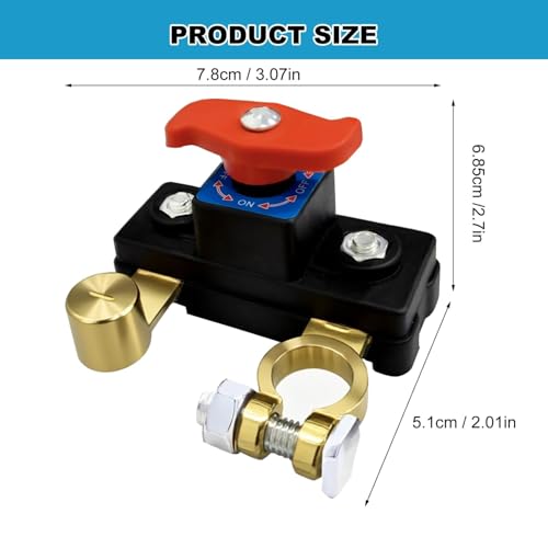 Flavizo Car Battery Cut Off Switch | 12V/24V Power Disconnect Rotary Knob | High Conductivity (Check Terminal Size & Cable Slack) - Image 3