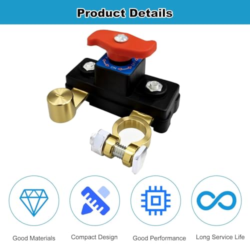 Flavizo Car Battery Cut Off Switch | 12V/24V Power Disconnect Rotary Knob | High Conductivity (Check Terminal Size & Cable Slack) - Image 4