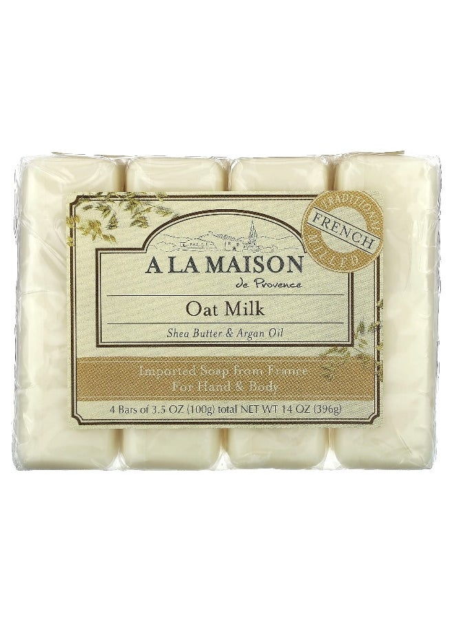 A La Maison De Provence A La Maison de Provence, Hand & Body Bar Soap, Oat Milk, 4 Bars, 3.5 oz (100 g) Each  - Image 1