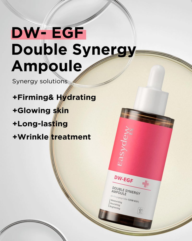 EASYDEW DW-EGF Peptide Double Synergy Ampoule - Intensive Moisturizing Face Serum with Hyaluronic Acid, Ceramide, Bakuchiol - Firming, Moisture Glow Skin for Rough Skin, 1.69 fl.oz. - Image 2