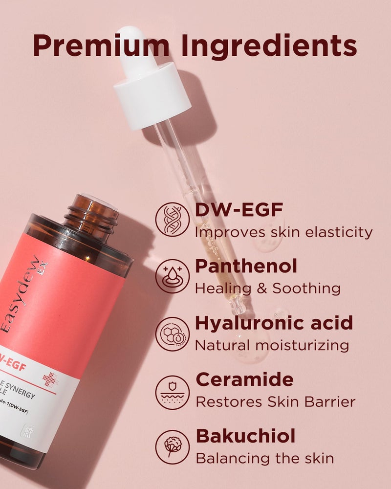 EASYDEW DW-EGF Peptide Double Synergy Ampoule - Intensive Moisturizing Face Serum with Hyaluronic Acid, Ceramide, Bakuchiol - Firming, Moisture Glow Skin for Rough Skin, 1.69 fl.oz. - Image 3
