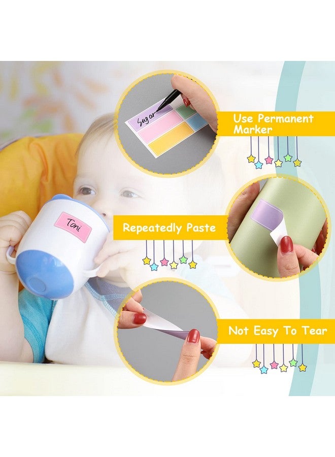 تشينكو 300 قطعة من ملصقات الزجاجات المقاومة للماء مع قلم تحديد أسود بألوان وأحجام متنوعة وملصقات قابلة للإزالة وملصقات الحضانة للأطفال وملصقات الإزالة للبرطمانات وحاويات الطعام (بأسلوب ماكرون) - Image 3