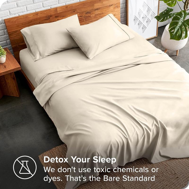 UmI. Brand Umi 100 GSM Brushed Micro Fabric Fitted Bedsheet with Flat Sheet and 2 Pillow Covers Beige - Image 5