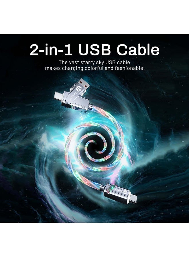 توبيز كابل بيانات توبي الاحترافي CC-21 RGB - خيارات شحن سريع متعددة: USB-C إلى USB-C (65 واط)، USB-C إلى Lightning (22.5 واط)، USB إلى USB-C (12 واط)، USB إلى Lightning (12 واط) مع تأثيرات إضاءة LED RGB - تصميم مضفر متين - Image 3