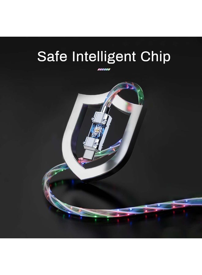 توبيز كابل بيانات توبي الاحترافي CC-21 RGB - خيارات شحن سريع متعددة: USB-C إلى USB-C (65 واط)، USB-C إلى Lightning (22.5 واط)، USB إلى USB-C (12 واط)، USB إلى Lightning (12 واط) مع تأثيرات إضاءة LED RGB - تصميم مضفر متين - Image 5