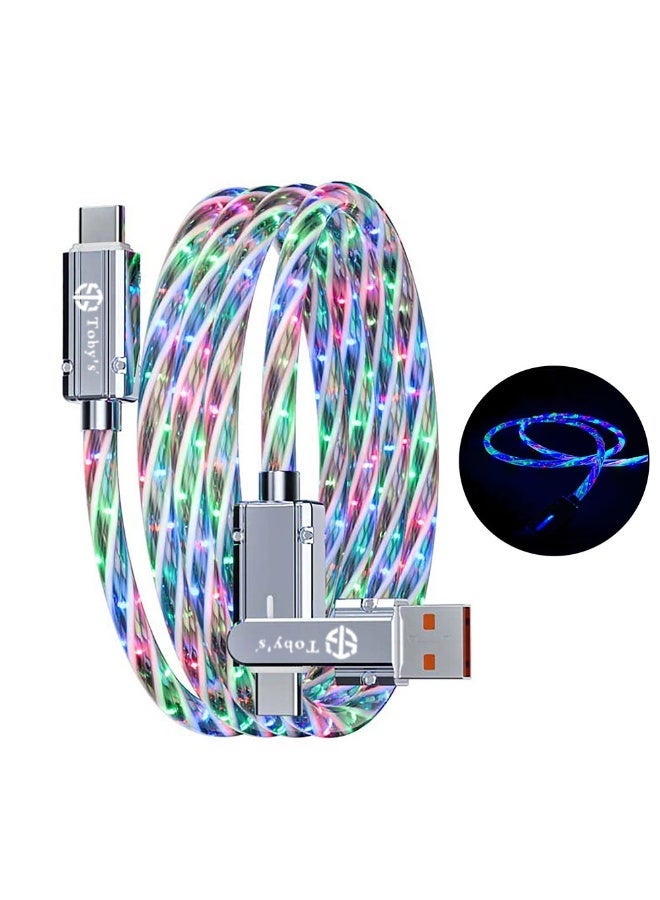 توبيز كابل بيانات توبي الاحترافي CC-21 RGB - خيارات شحن سريع متعددة: USB-C إلى USB-C (65 واط)، USB-C إلى Lightning (22.5 واط)، USB إلى USB-C (12 واط)، USB إلى Lightning (12 واط) مع تأثيرات إضاءة LED RGB - تصميم مضفر متين - Image 2