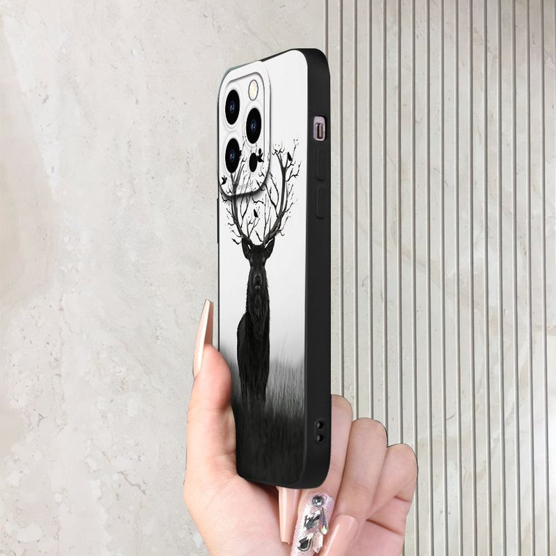 Black Fantasy Forest Deer Abstract Art Phone Case for iPhone 17 Pro Max Shockproof Matte Anti Slip - Image 4